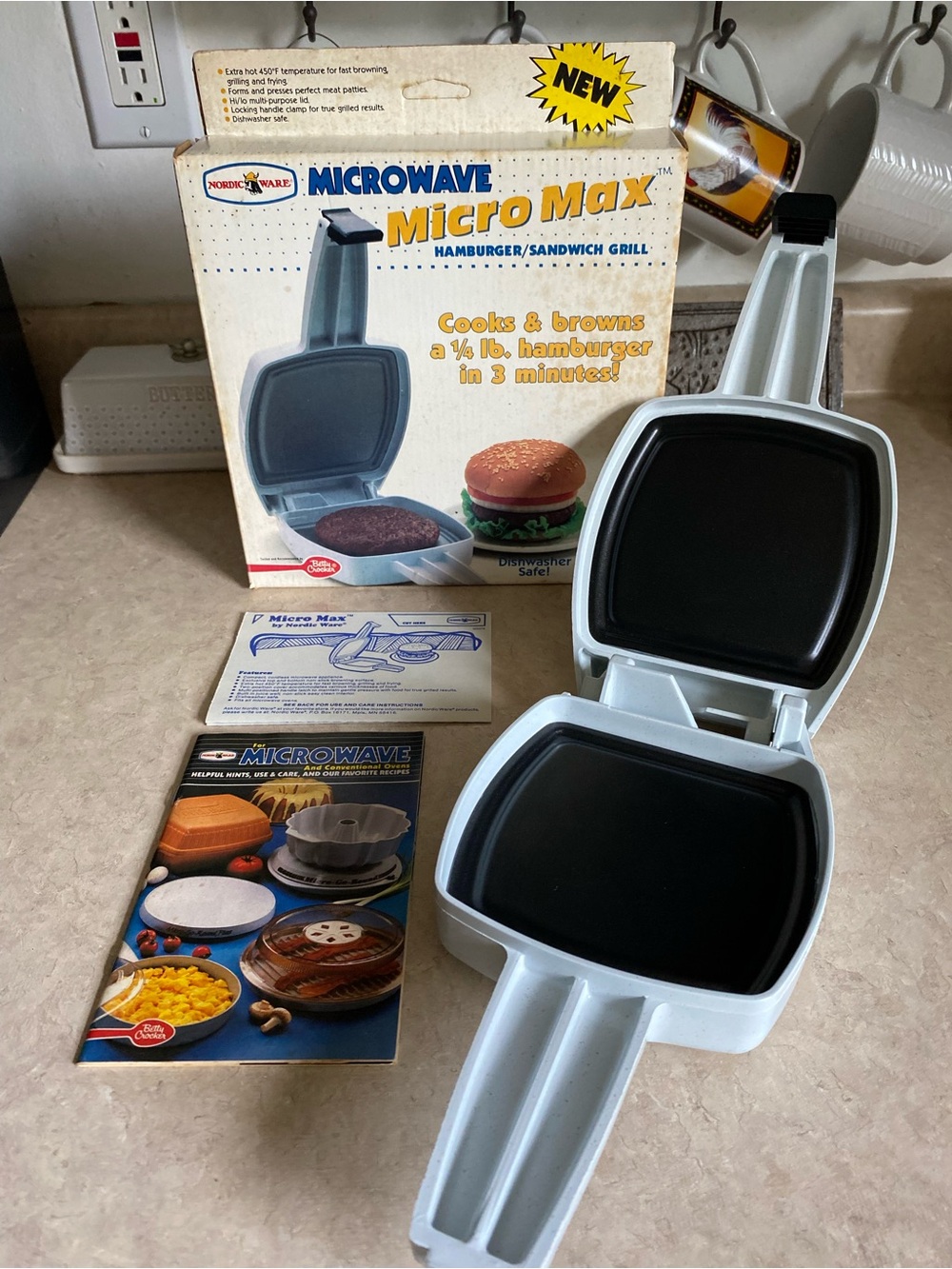 Vintage Micro Max Nordic Ware Microwave Hamburger Sandwich Grill New Open Box